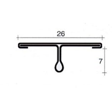 COPRIGIUNTO ACCIAIO INOX A "T" DA 26 mm x 270 cm.